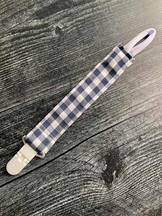 Navy Blue Gingham - Paci Clip