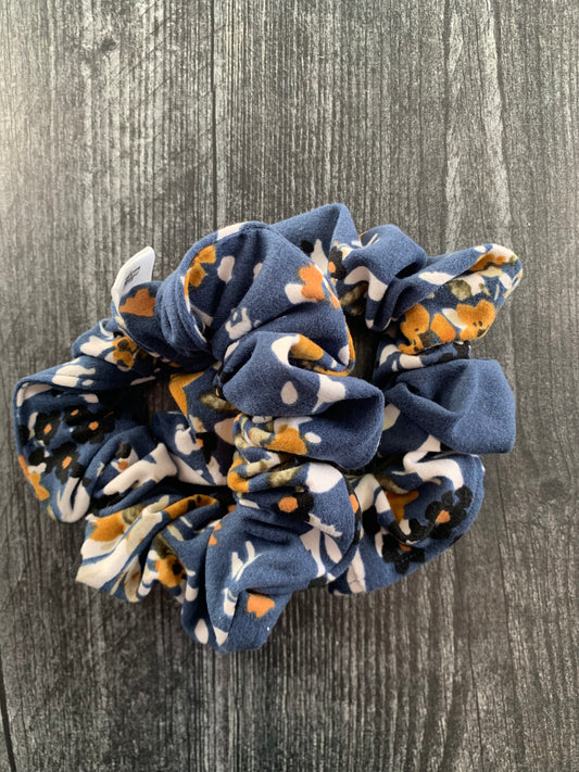 Floral on Blue - Knit Scrunchie