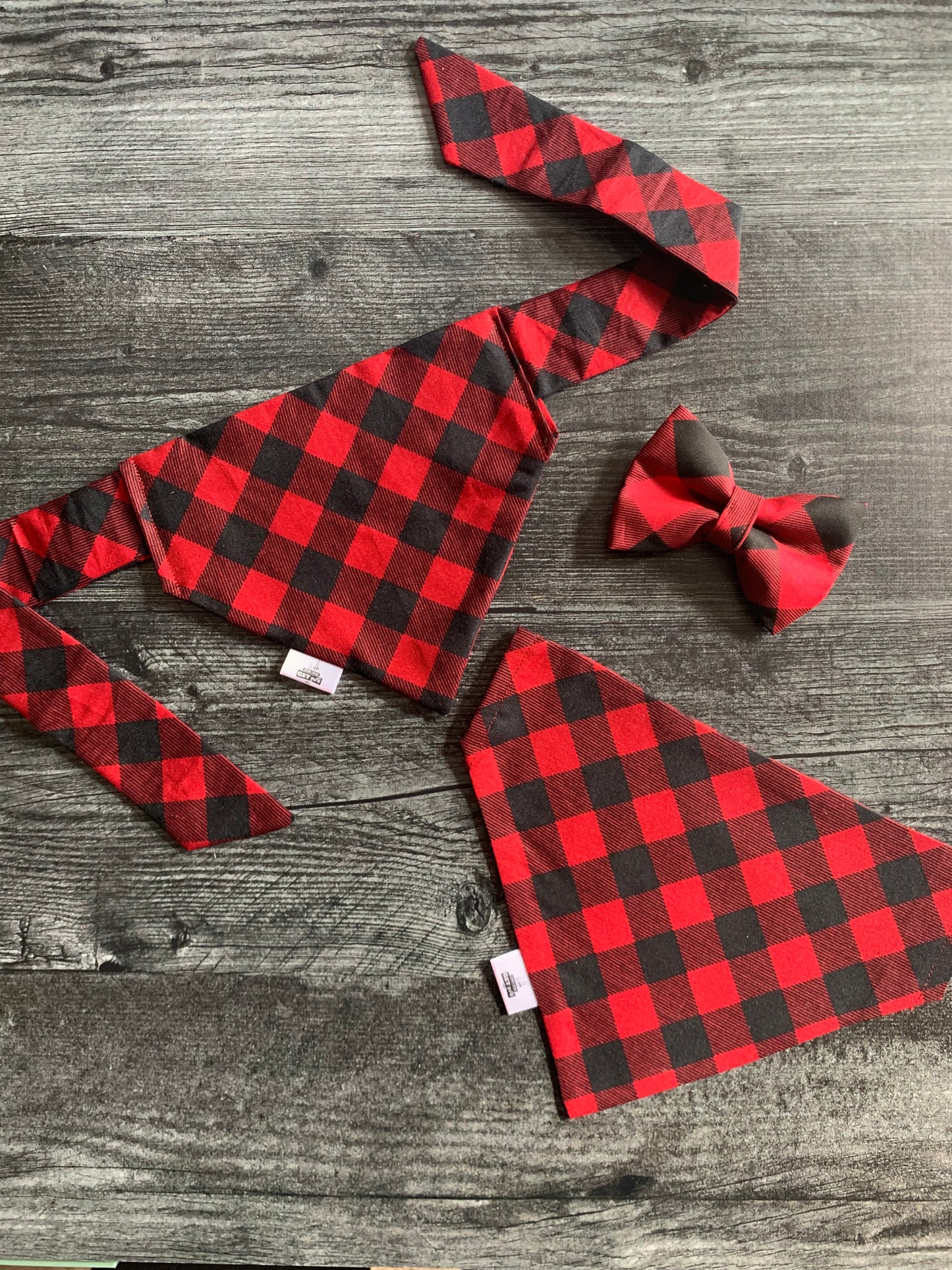 Red and Black Buffalo Check - Pet Bow Tie