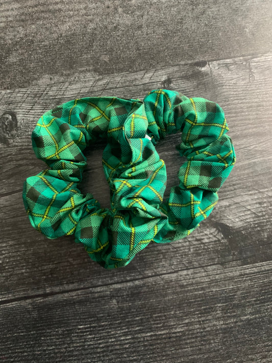 Green Plaid - Cotton Scrunchie
