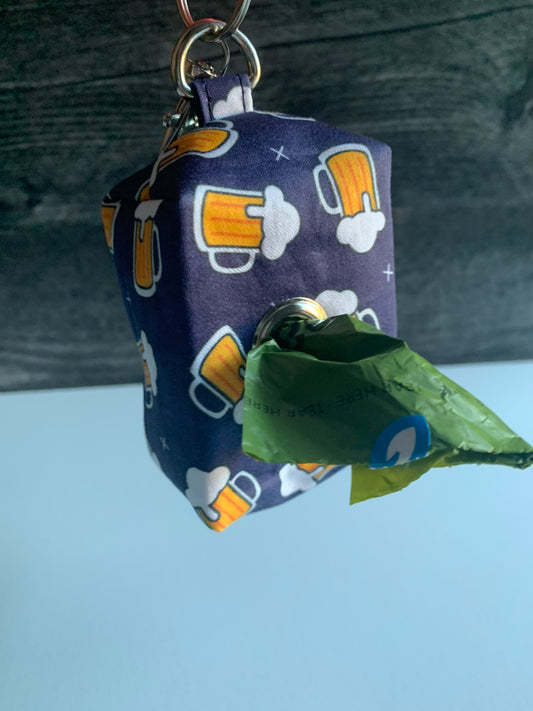 Beer Mugs on Navy - Waste Bag Dispenser